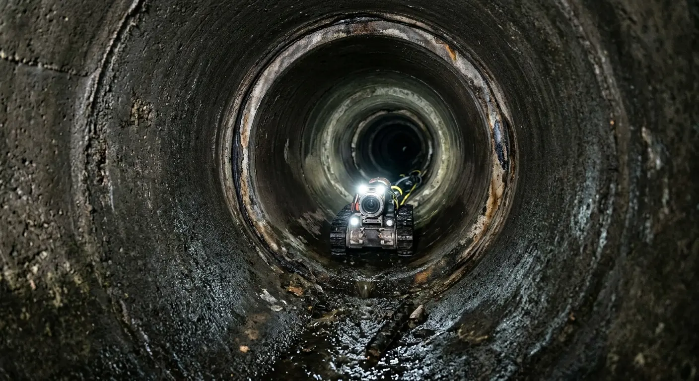 Robotic sewer camera inspecting pipe interior for Sewer Line Repair in Cumru